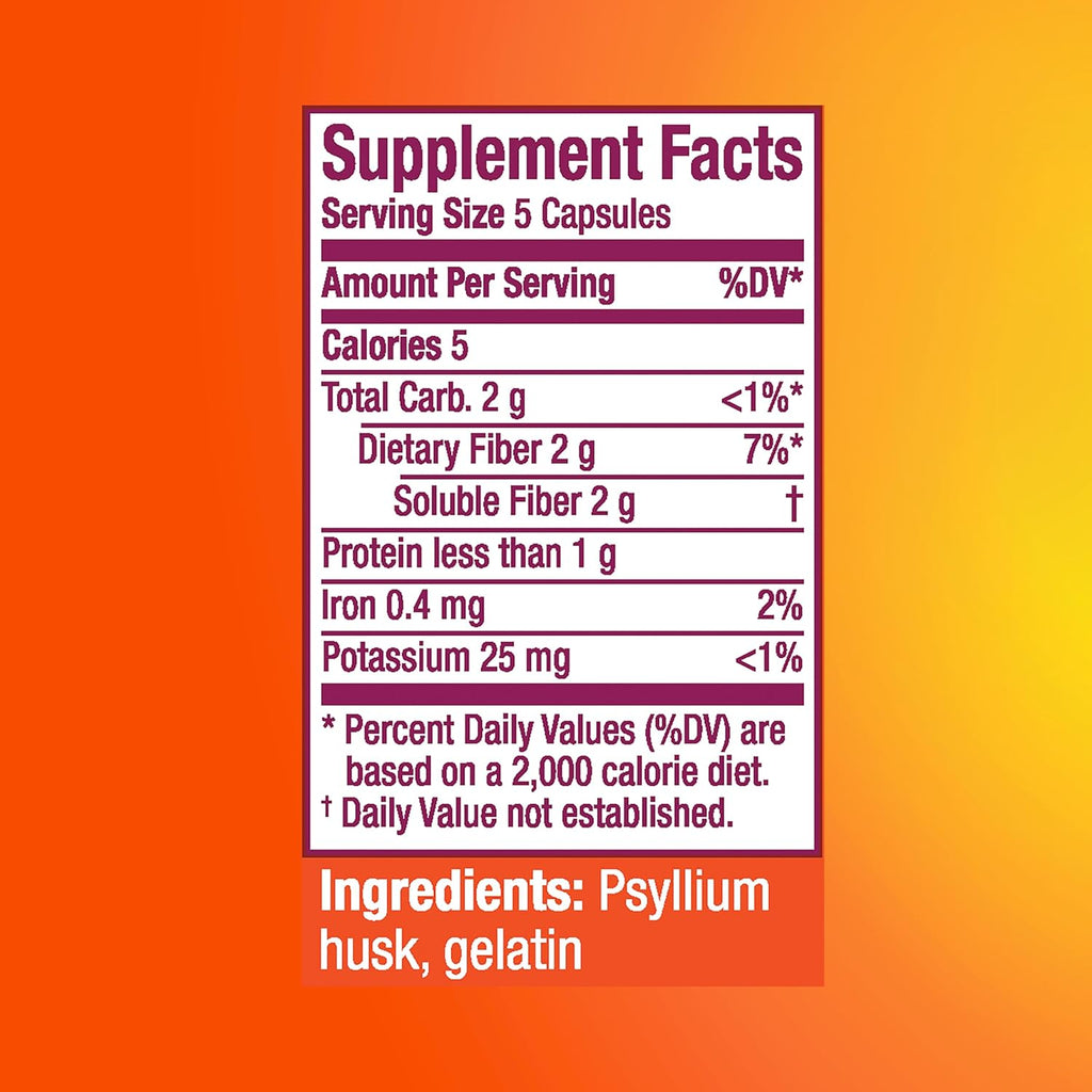 100 Capsules Psyllium Husk Fiber Supplement O2949