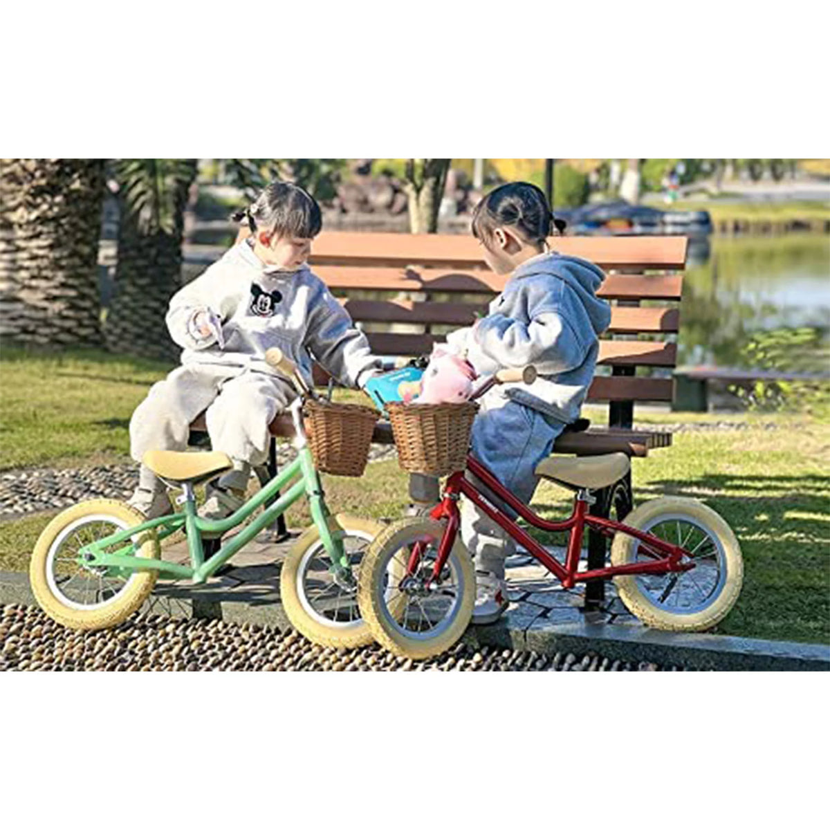 12 Inch Kids Balance Bike with Basket, Peach Y515342