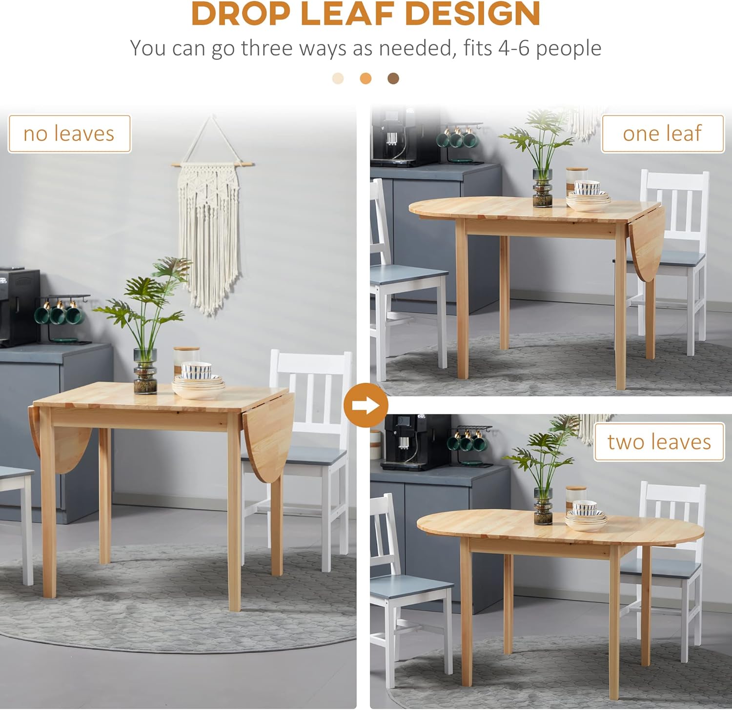 Solid Wood Drop Leaf Dining Table V883738