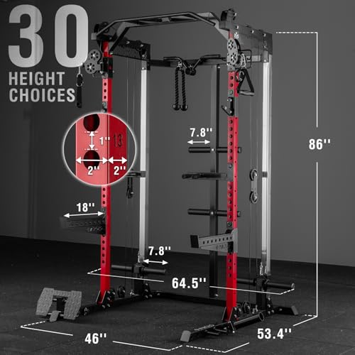 Power Cage Squat Rack with Cable Crossover System N775155