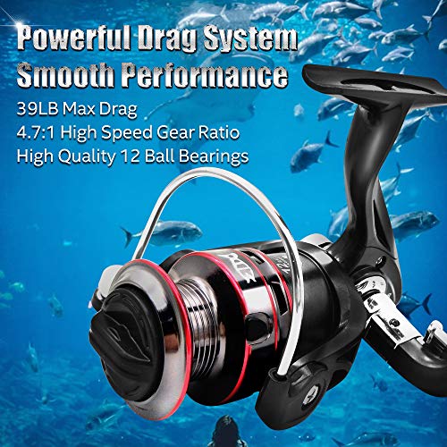 Ultralight Spinning Reel, 5.2:1 Gear Ratio, 12 Ball Bearings, Carbon Fiber Drag M446984