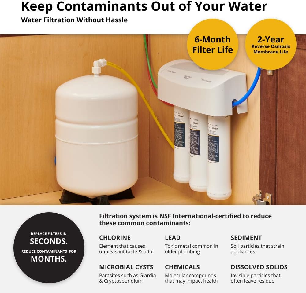 Reverse Osmosis Filtration System With Chrome Faucet, White L300035