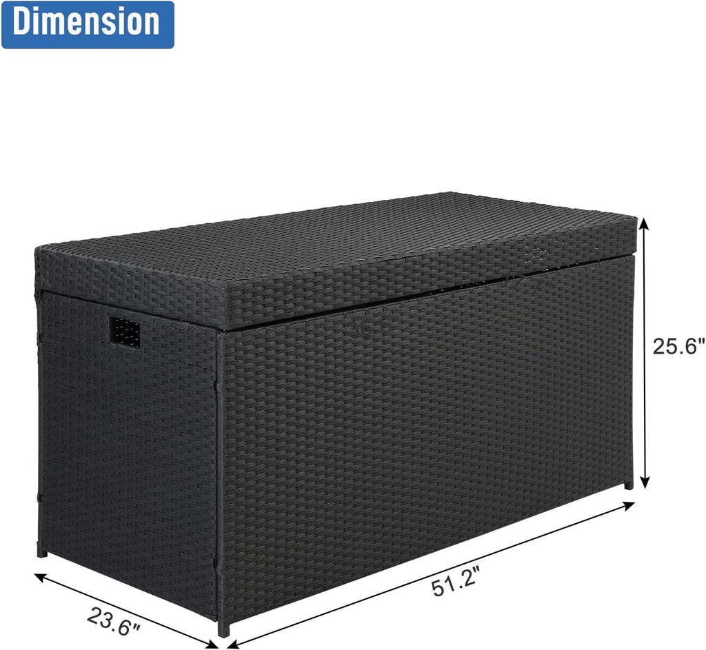 Black PE Rattan Deck Box with Lid V67831