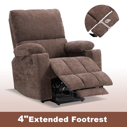 Coffee Chenille Power Lift Recliner Chair with Heat and Massage S621