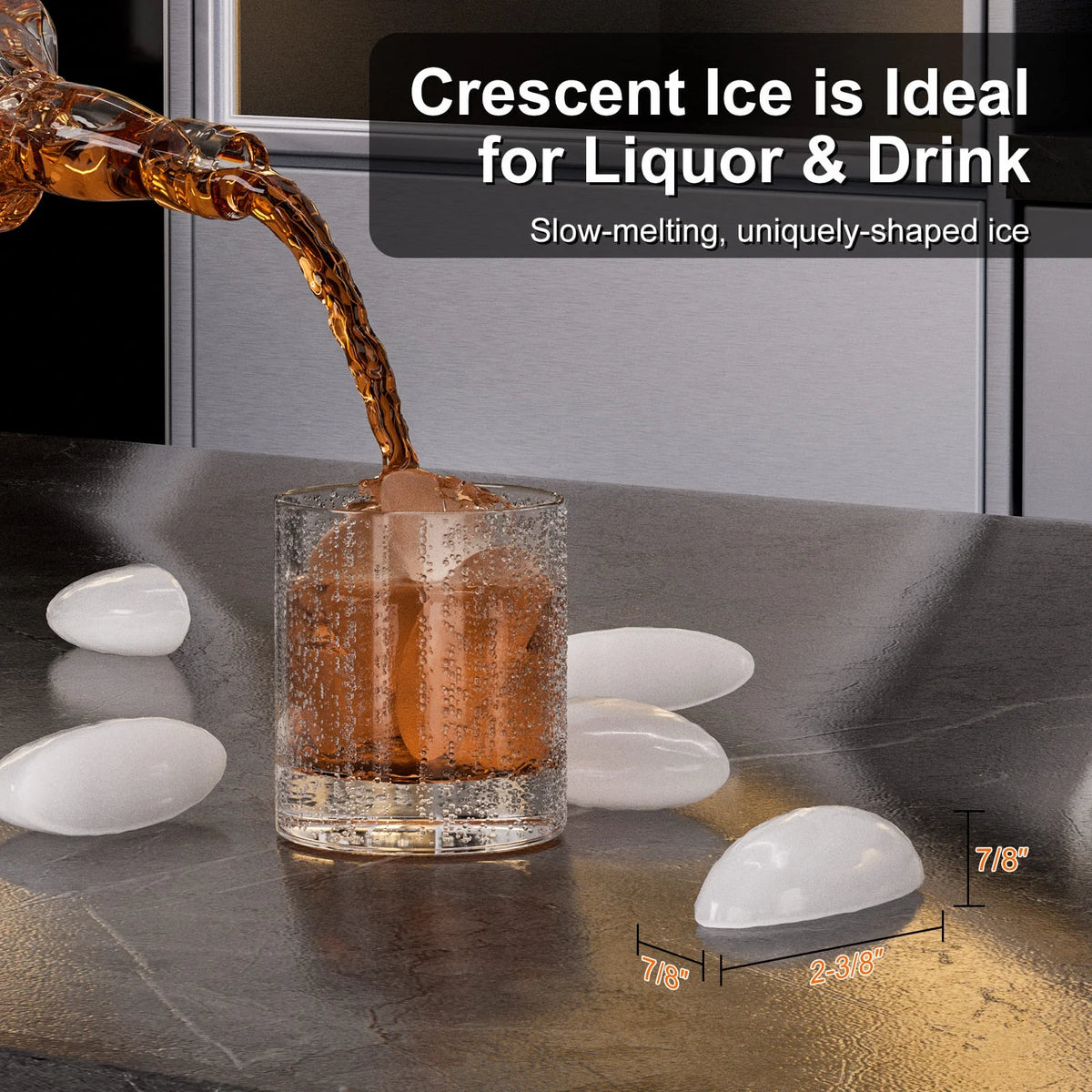15" Stainless Steel Crescent Ice Maker R9016