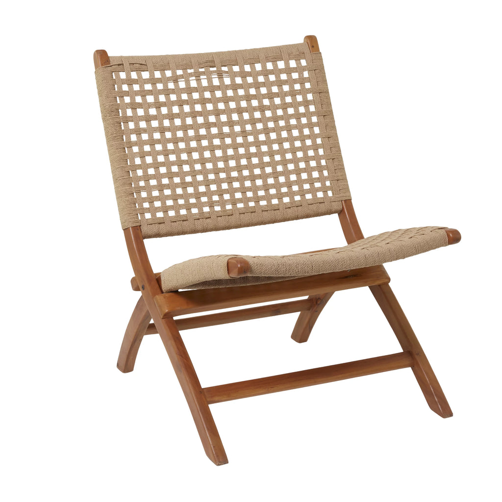 Brown Wood Handmade Woven Lounge Chair Q563899