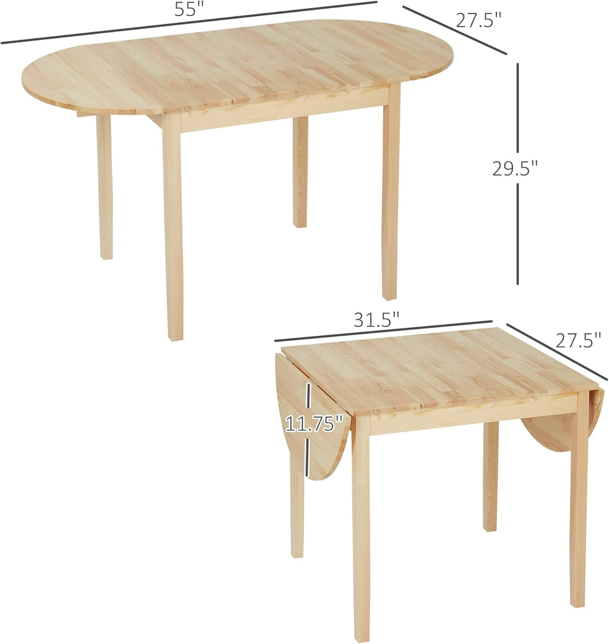 Solid Wood Drop Leaf Dining Table V883738