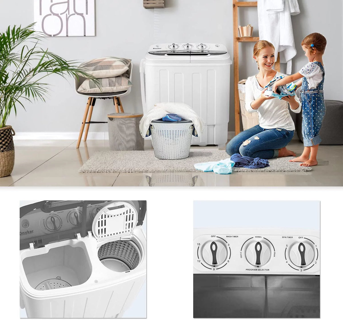 White Twin Tub Portable 16.5 lbs. Washing Machine and Dryer Combo U453