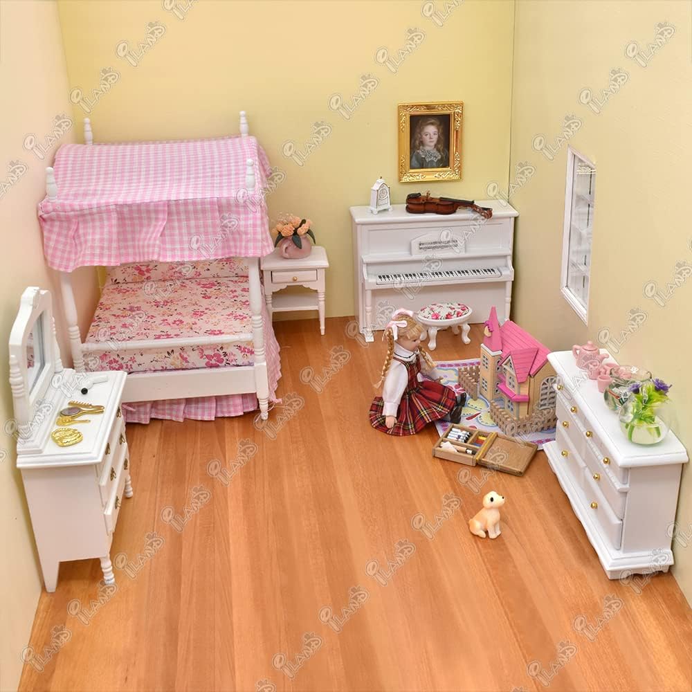 Pink Dollhouse Bedroom Furniture 6pcs L797