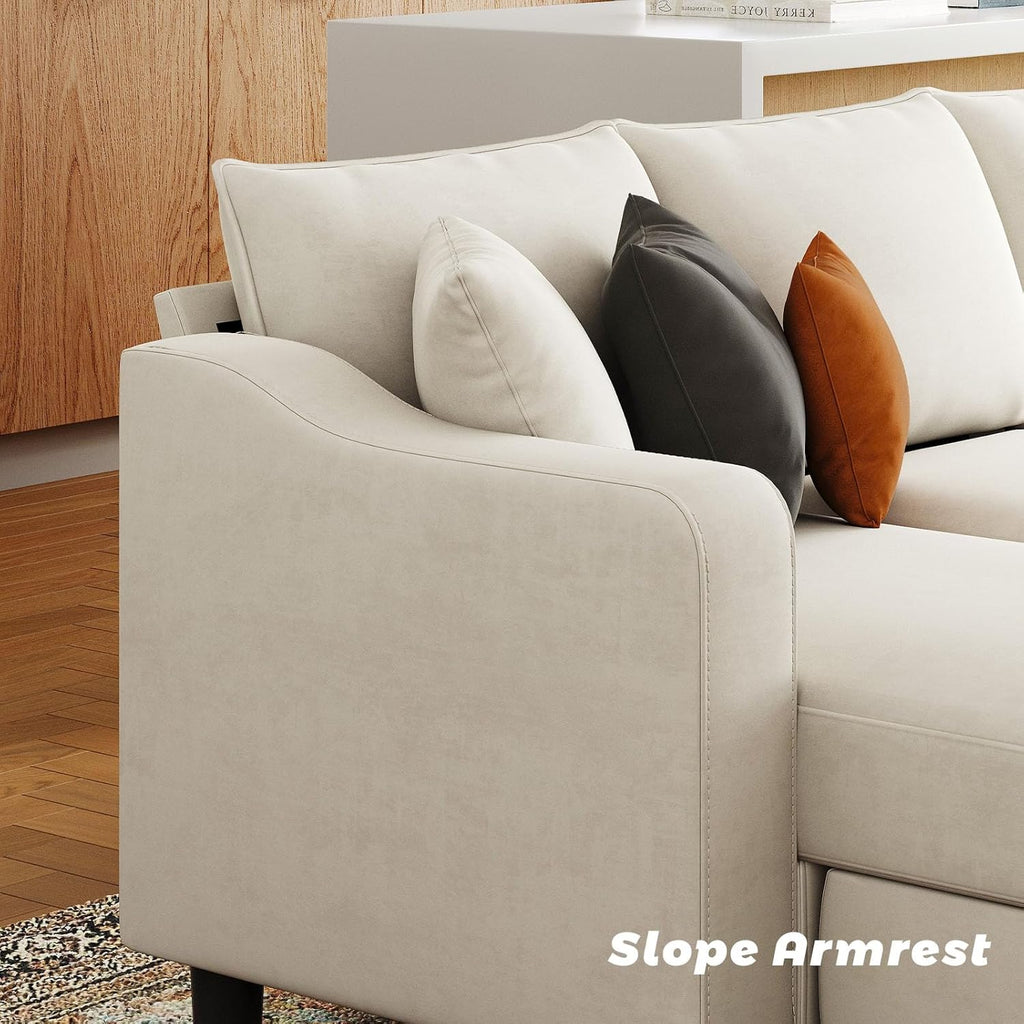 U Shaped Velvet Sectional Sofa with Ottomans X19687