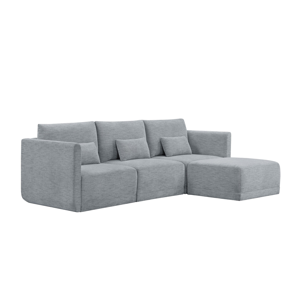 Gray Fabric Modular Sectional Sofa with Ottoman Q2144