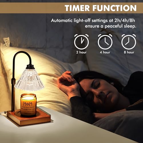 Gold Dimmable Height Adjustable Candle Warmer Lamp with 2 Bulbs and Timer D660