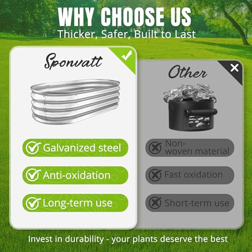 Galvanized Raised Garden Bed Planter Boxes, Large Oval Metal, Silver B43655