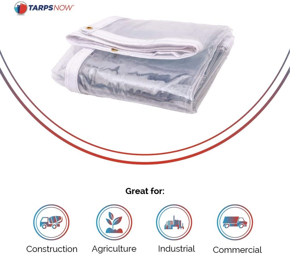 Fire Retardant Vinyl Tarps, 20Mil Waterproof Clear Tarp Cover - 6' x 12' U328