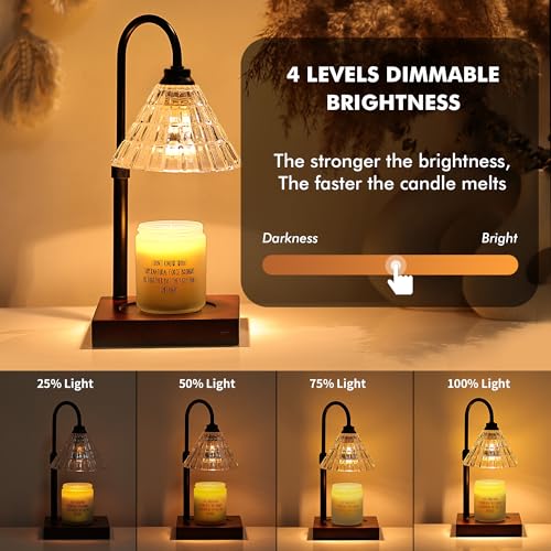 Gold Dimmable Height Adjustable Candle Warmer Lamp with 2 Bulbs and Timer D660