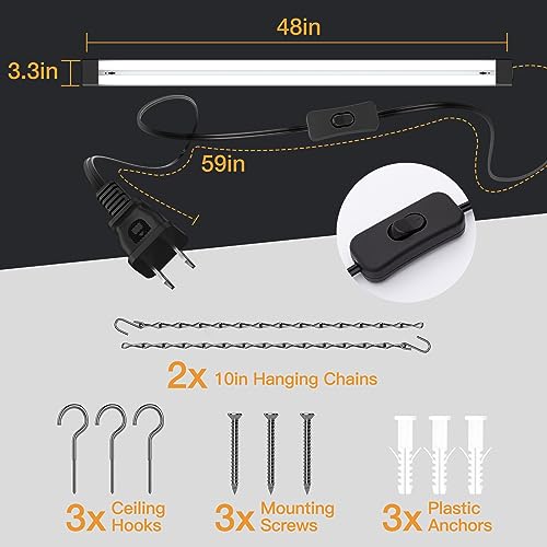 12 Pack 4 FT 5000K 4400 LM LED Shop Light with Reflector I6976