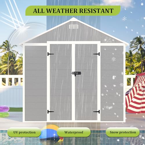 Gray 8x8 FT Outdoor Resin Storage Shed B56003