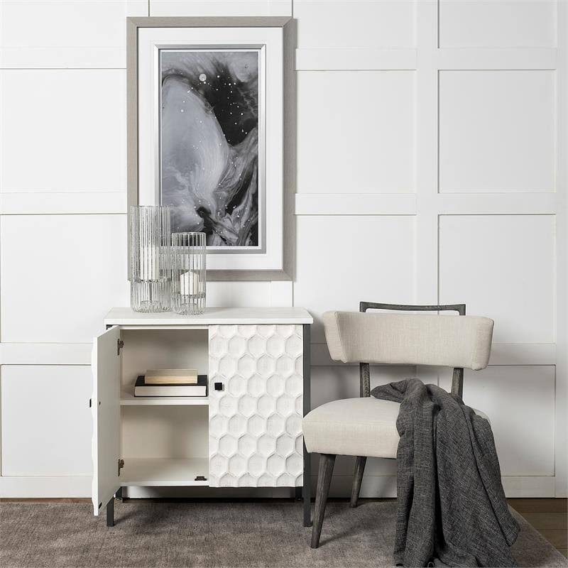 White Wood and Iron 2 Door Cabinet H458091