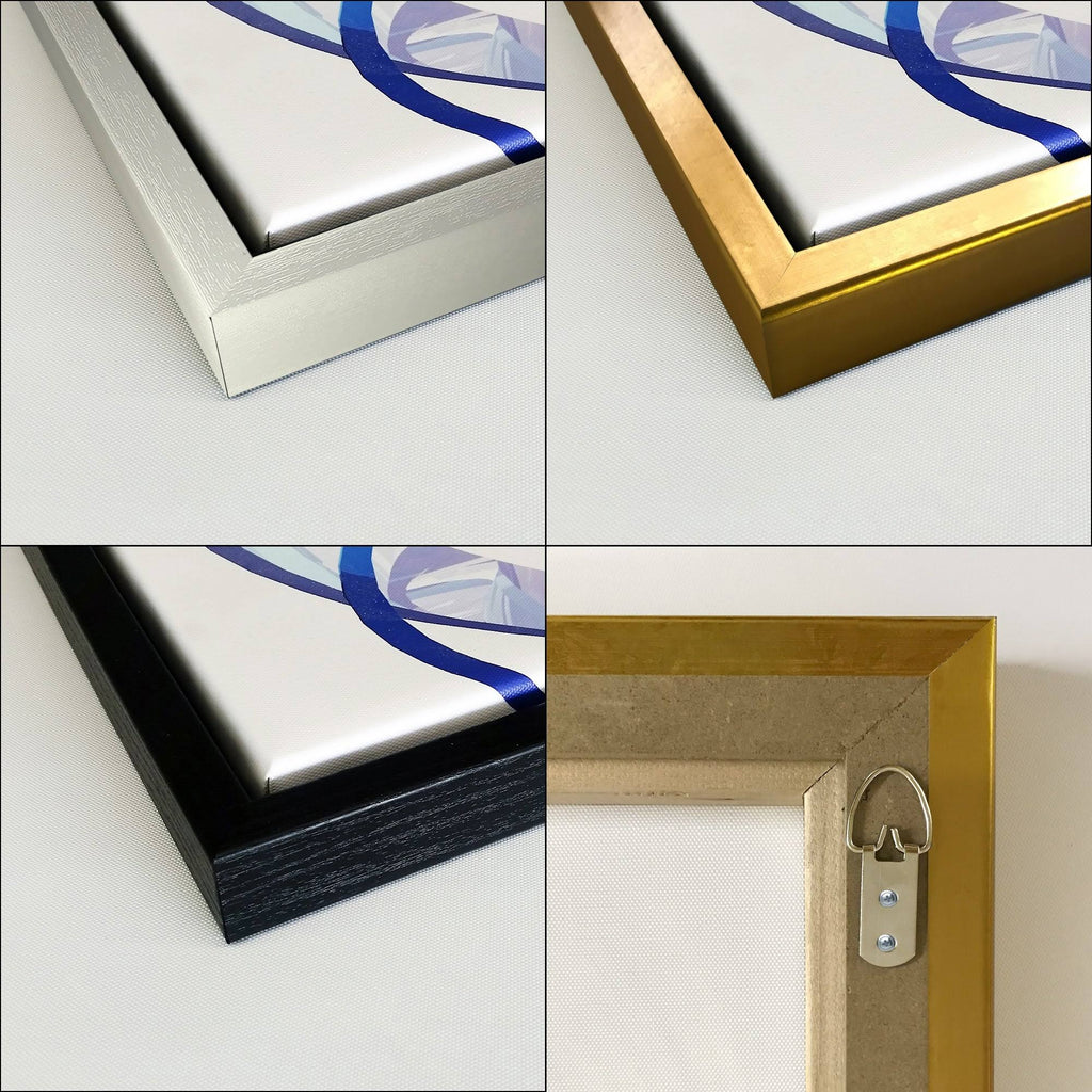 Metallic Gold Indigo II Framed Canvas, 30 inch x 40 inch, Blue L611
