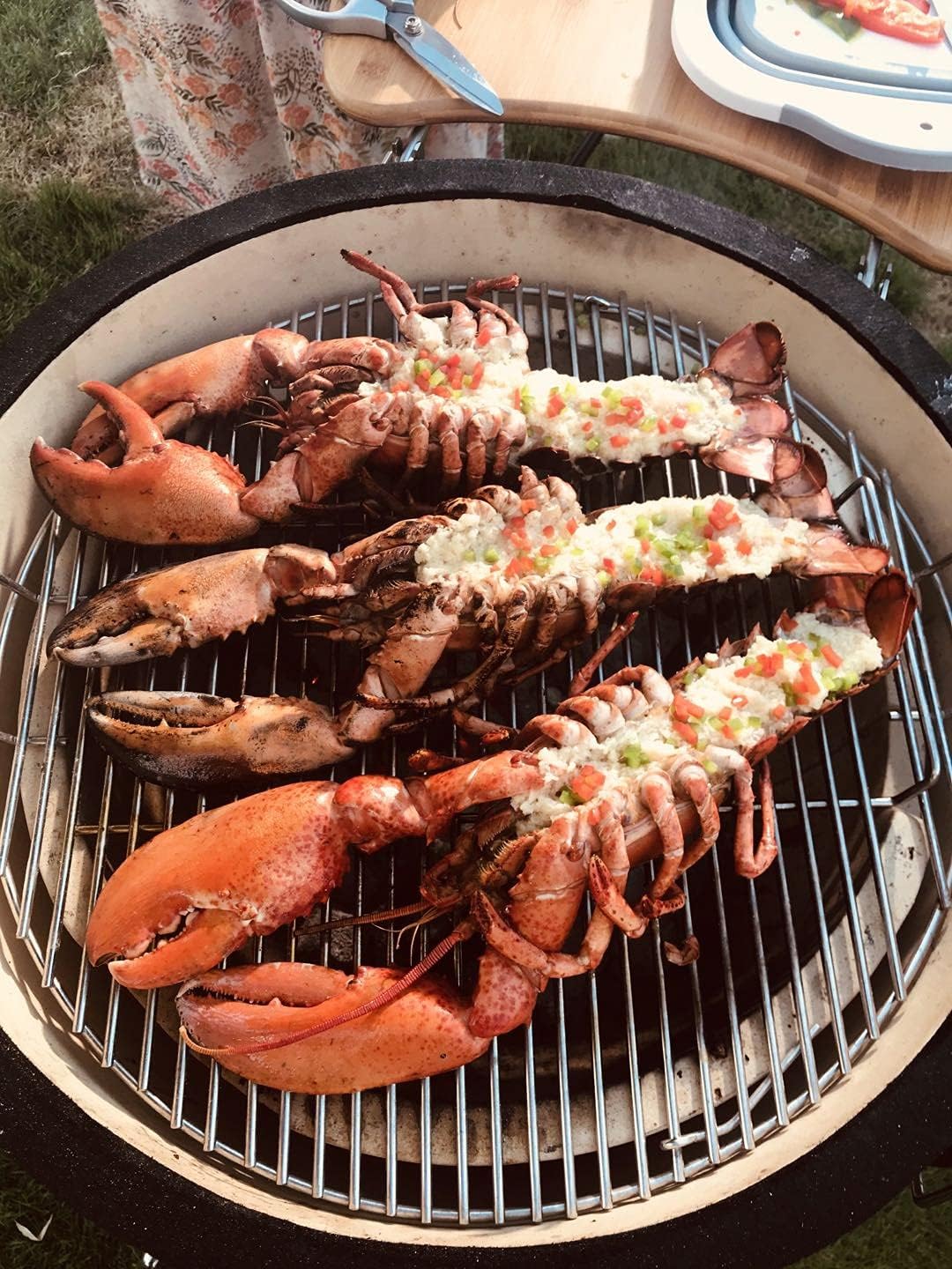 Green Ceramic Barbecue Charcoal Grill with Side Table M66563