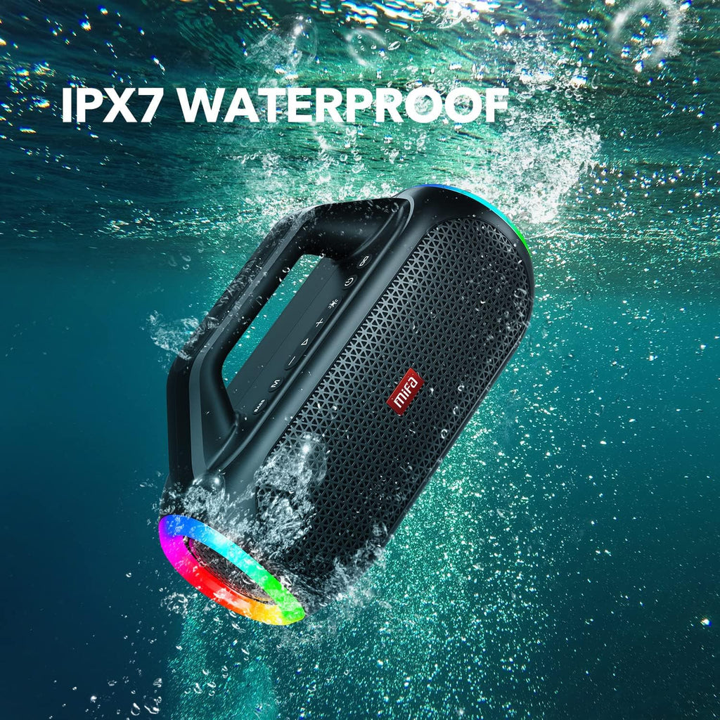 Portable Bluetooth Speaker with 2 Subwoofers, 2 Tweeters, LED Light, IPX7 Waterproof, 24H Playtime, 60W M560