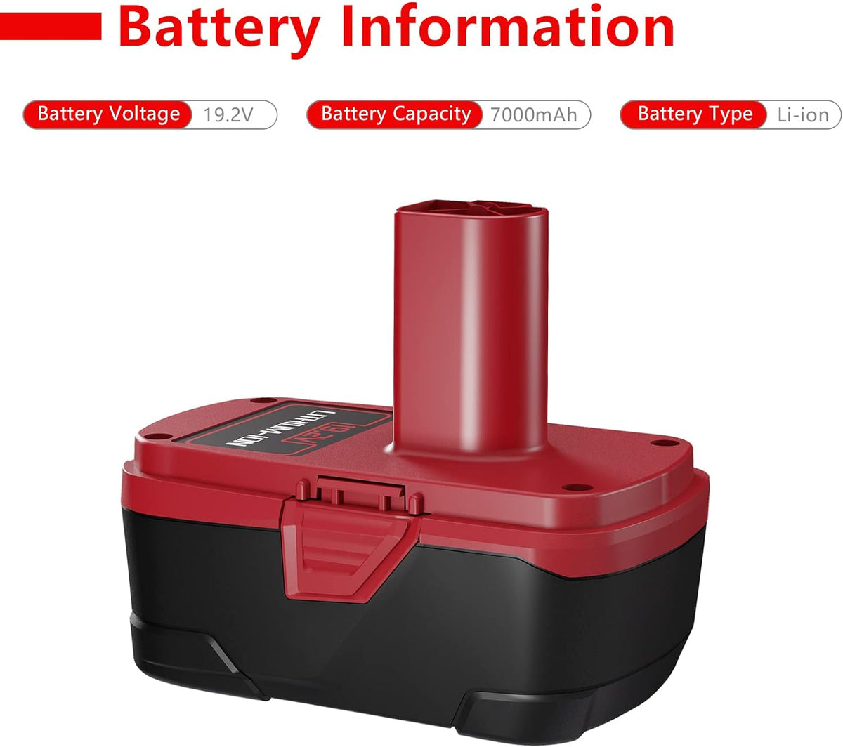 7.0Ah Replacement Battery for Craftsman 19.2 Volt Lithium ion C3, 2Packs K716