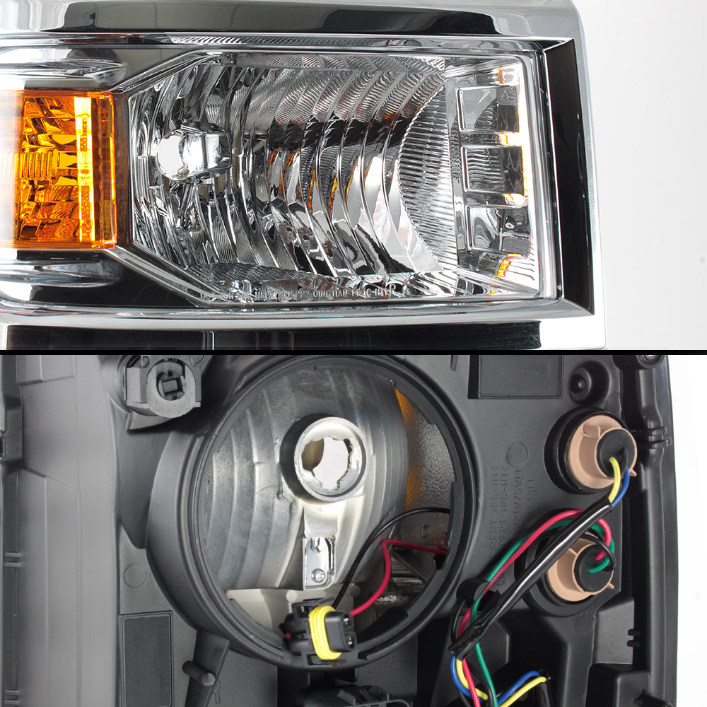 Chrome Clear Headlight Lamp Assembly Driver + Passenger Side Q3260