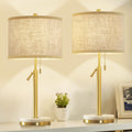 Marble Table Lamps Set of 2 with Pull Chain Z1539