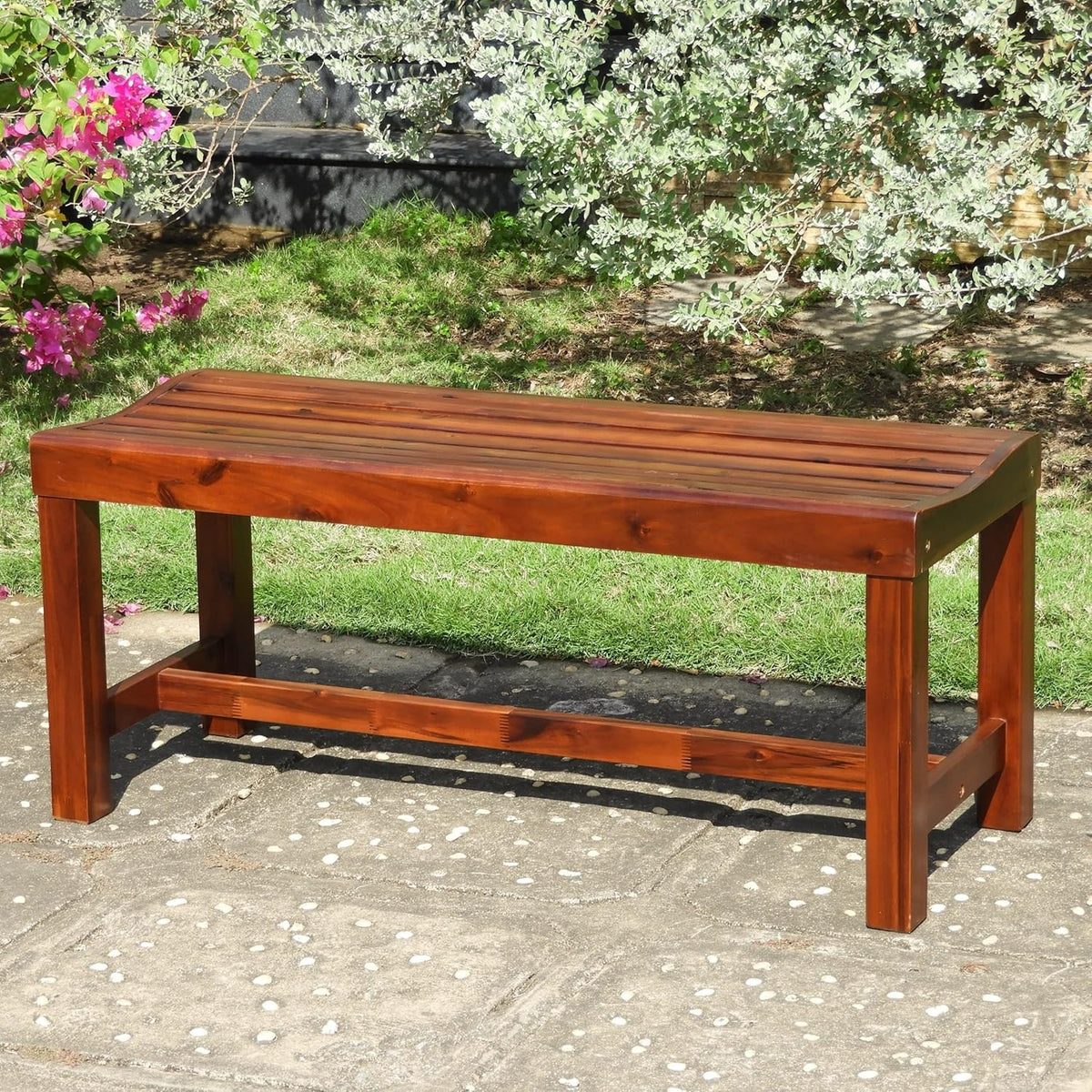 Acacia Americana 55-inch Backless Bench with Contoured Seat Z57109