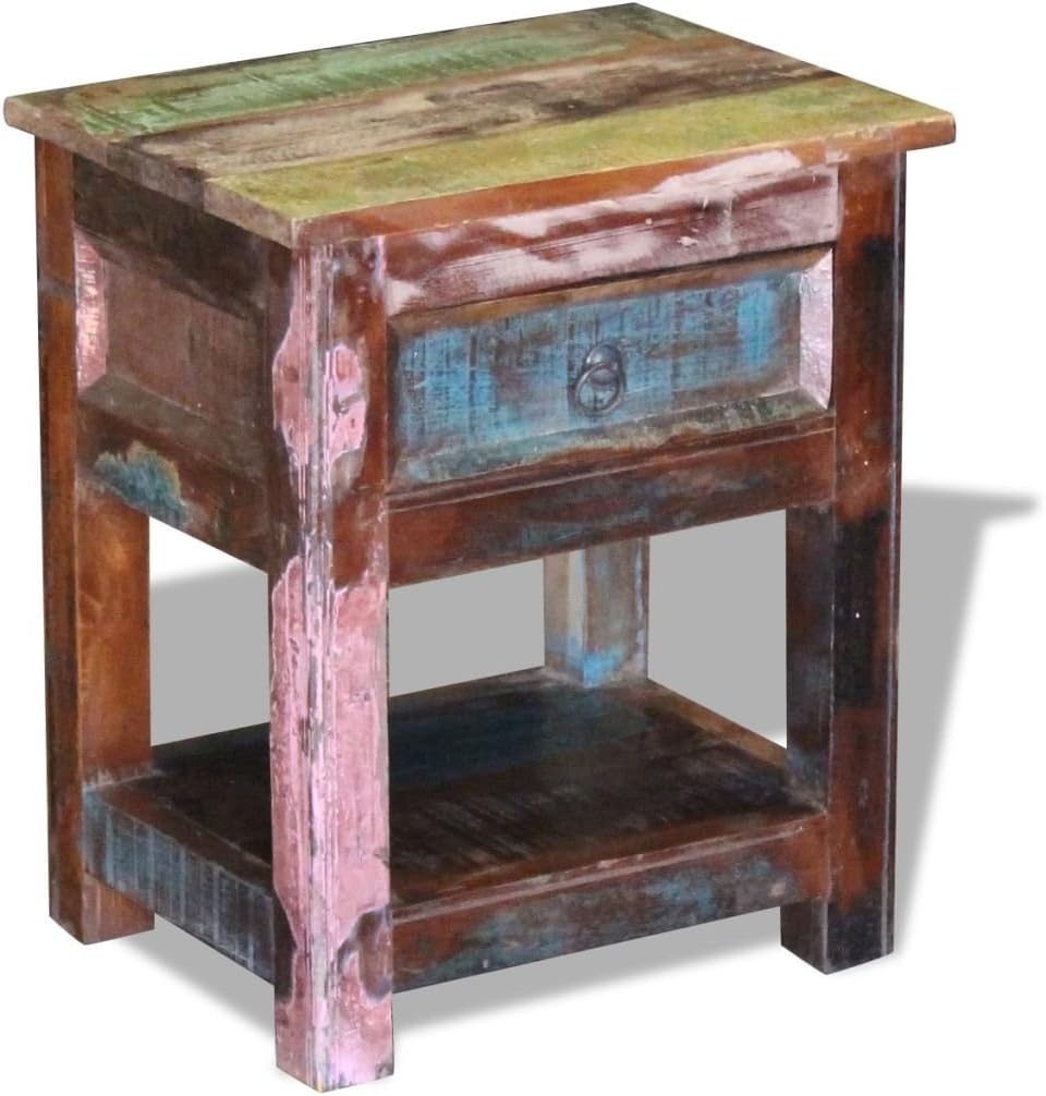Solid Reclaimed Wood Side End Table with 1 Drawer I3203