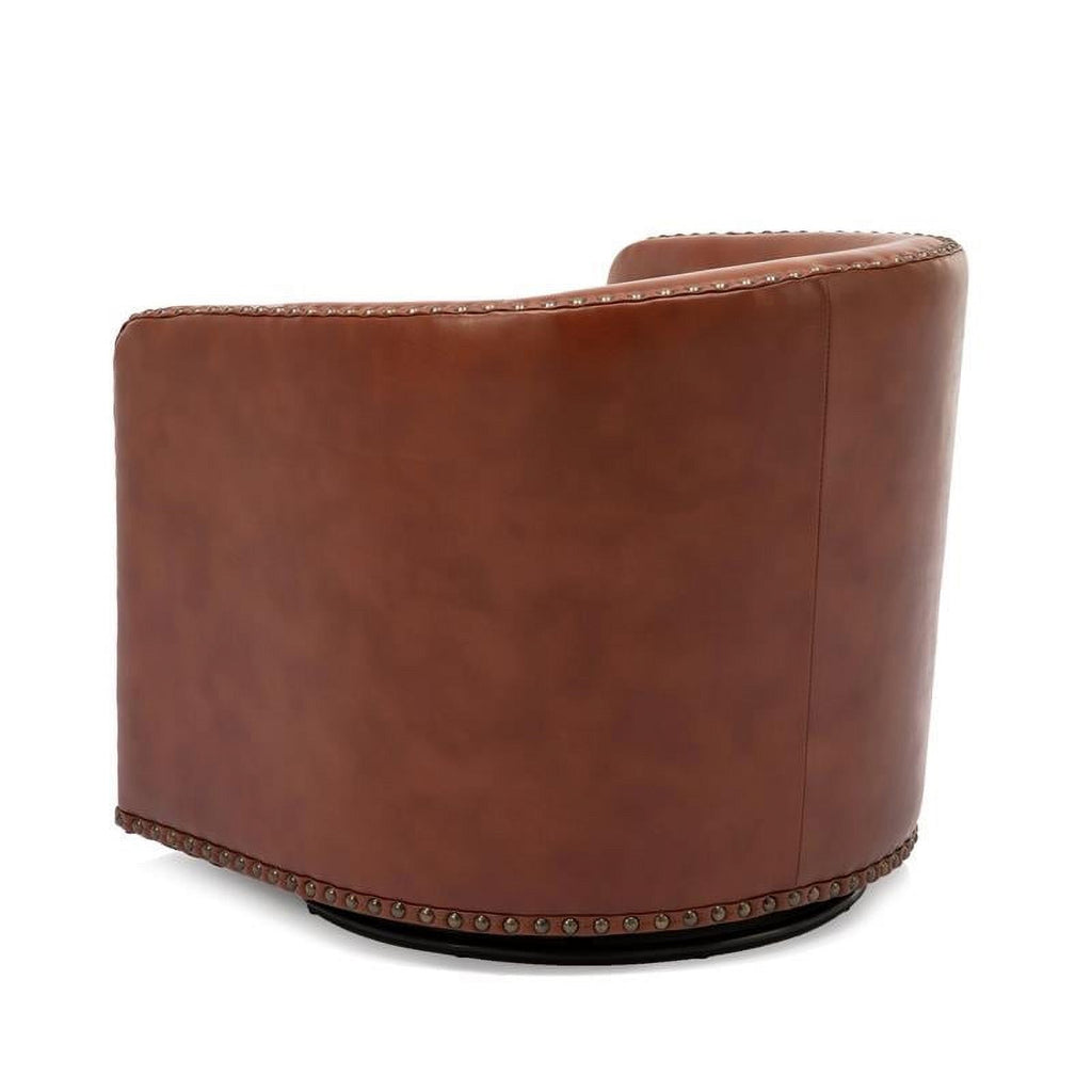 Caramel Faux Leather Swivel Arm Chair T6011