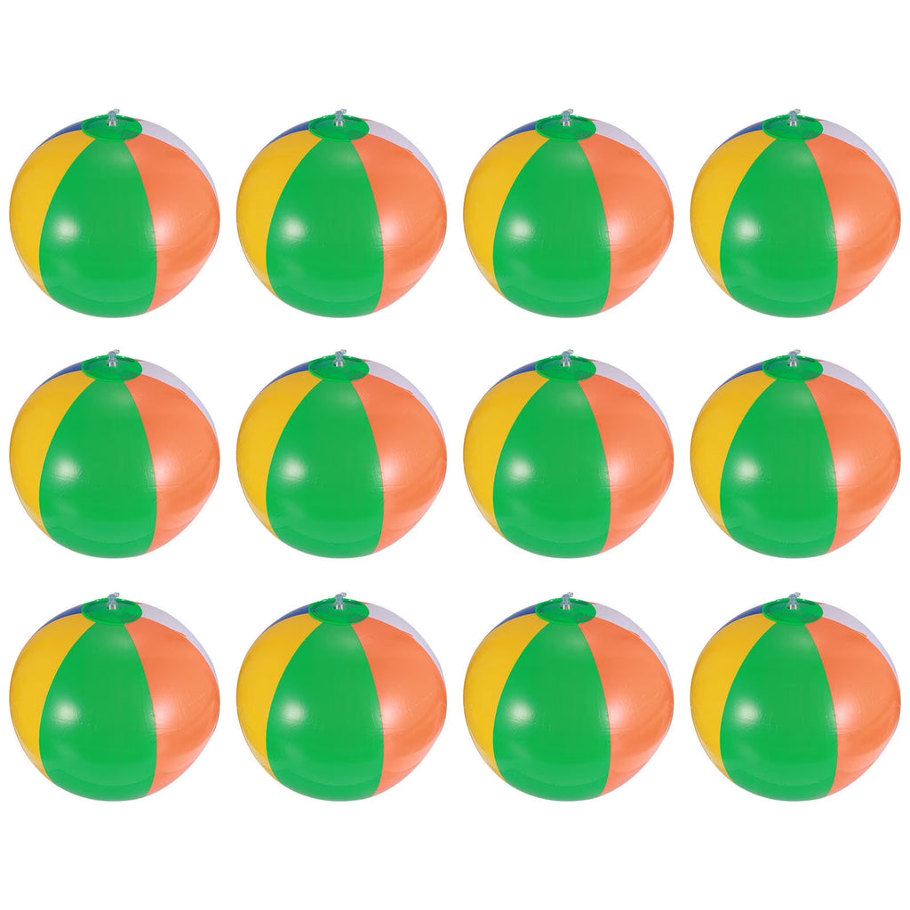12 Pcs Inflatable Beach Balls Pool Toys T129244