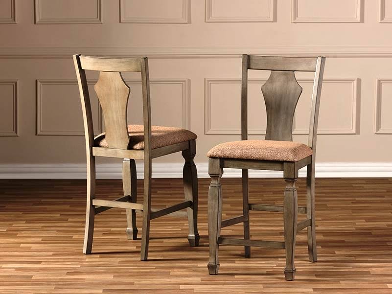 Shabby Chic Grey Fabric Counter Stool - Set of 2 W296
