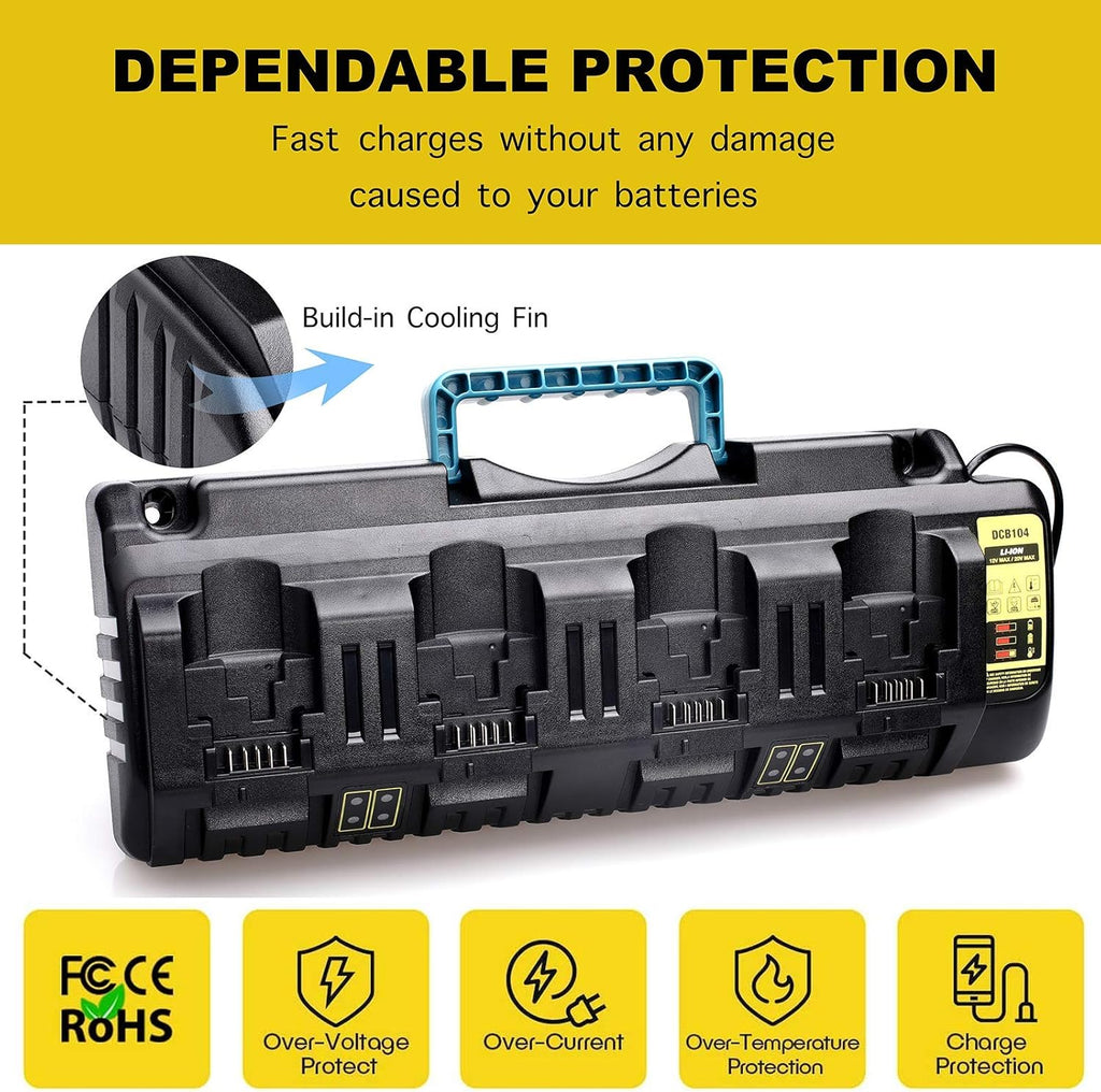 4-Port Battery Charger for Dewalt 12V/20V Max Lithium Battery, Pack of 2 O79909