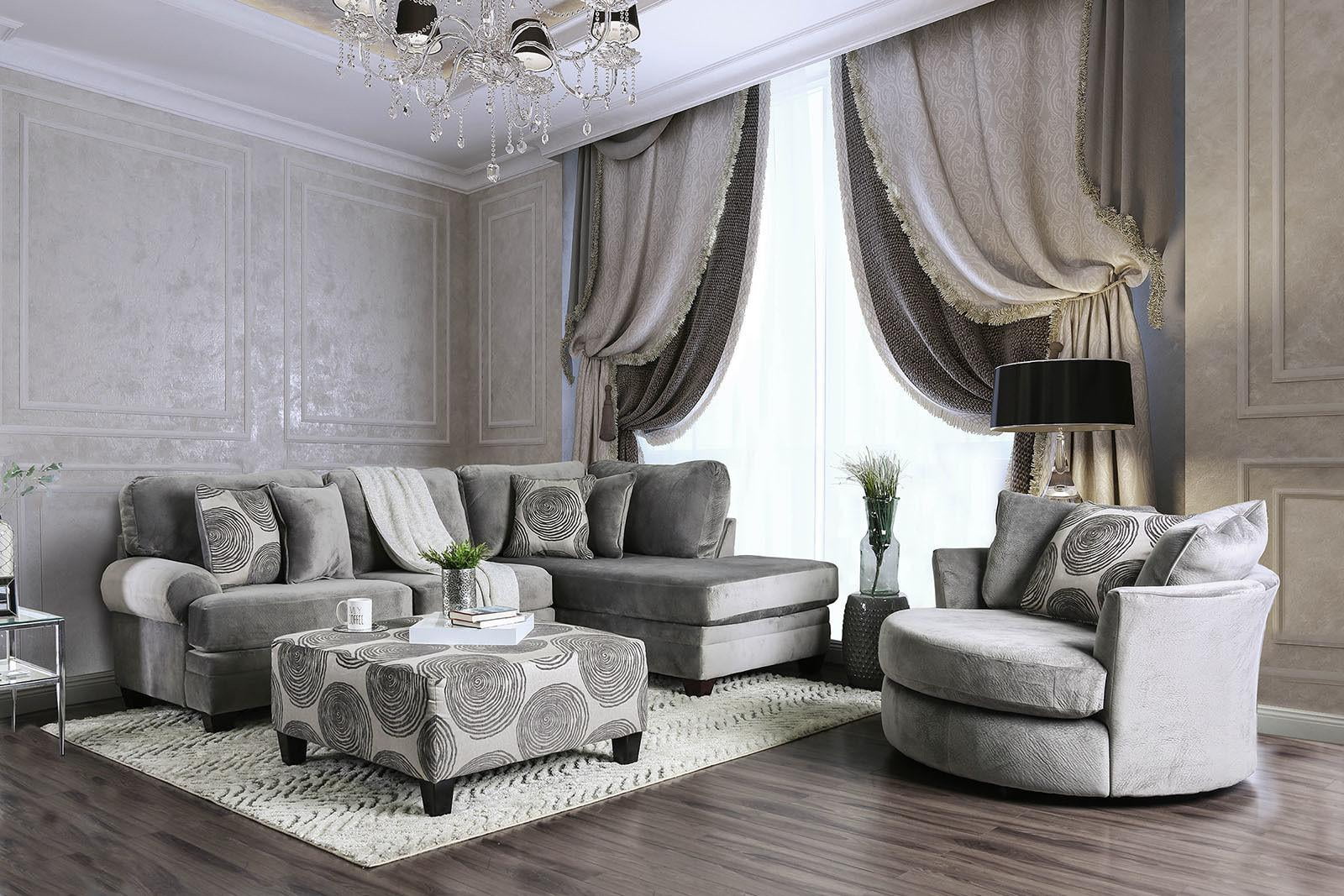 Gray Microfiber Living Room Set 3pcs I601