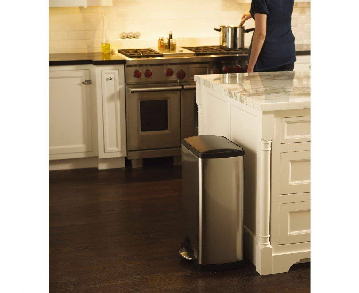 Stainless Steel Rectangular Step Trash Can, 38 L F815189