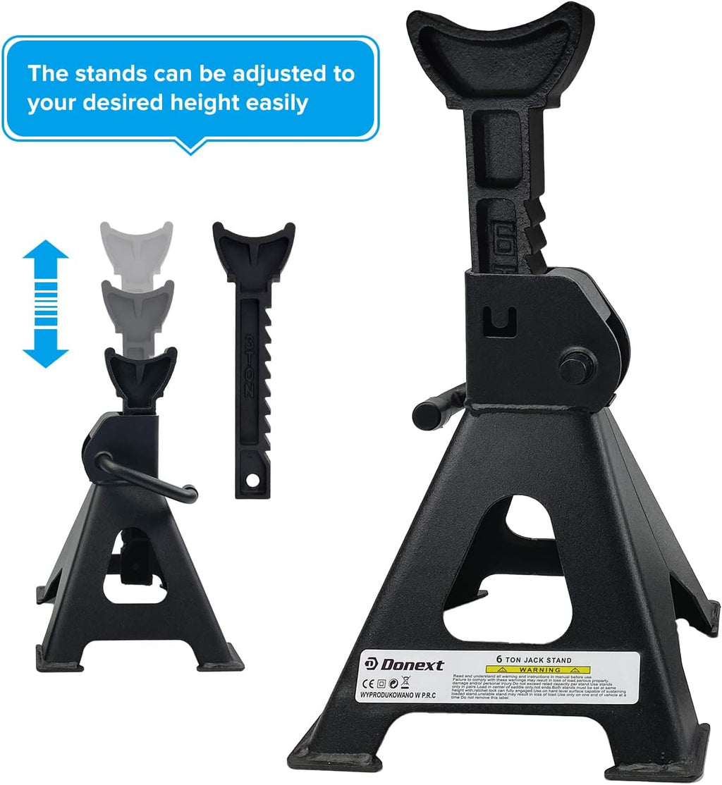 6 Ton Capacity Steel Jack Stands, 1 Pair, Black A9982