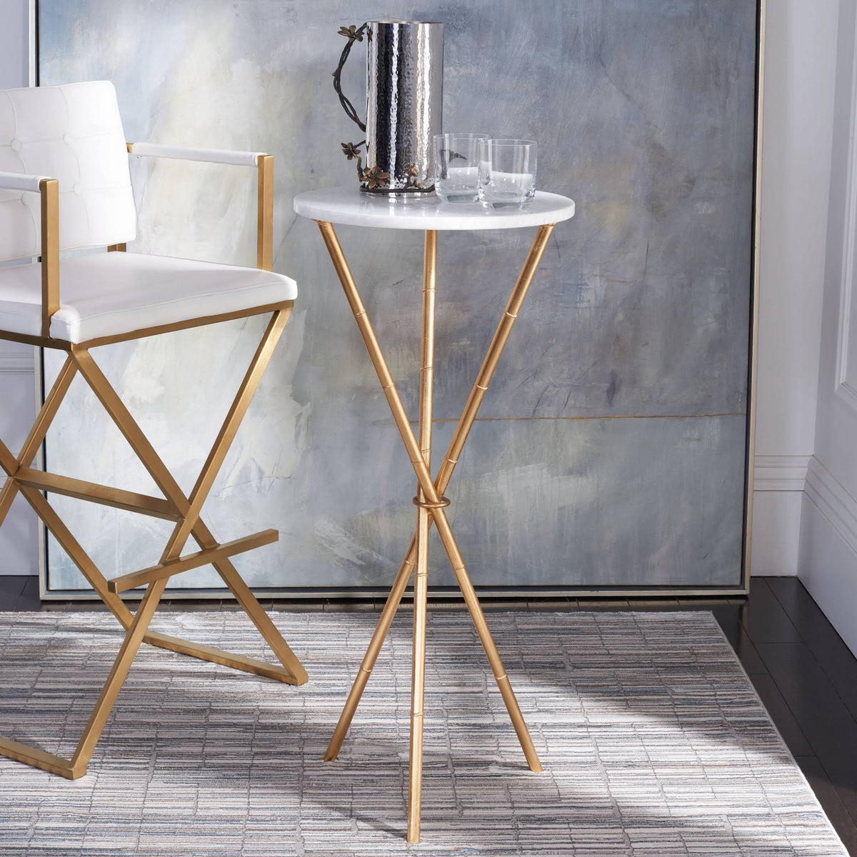 Gold White Accent Table R3178