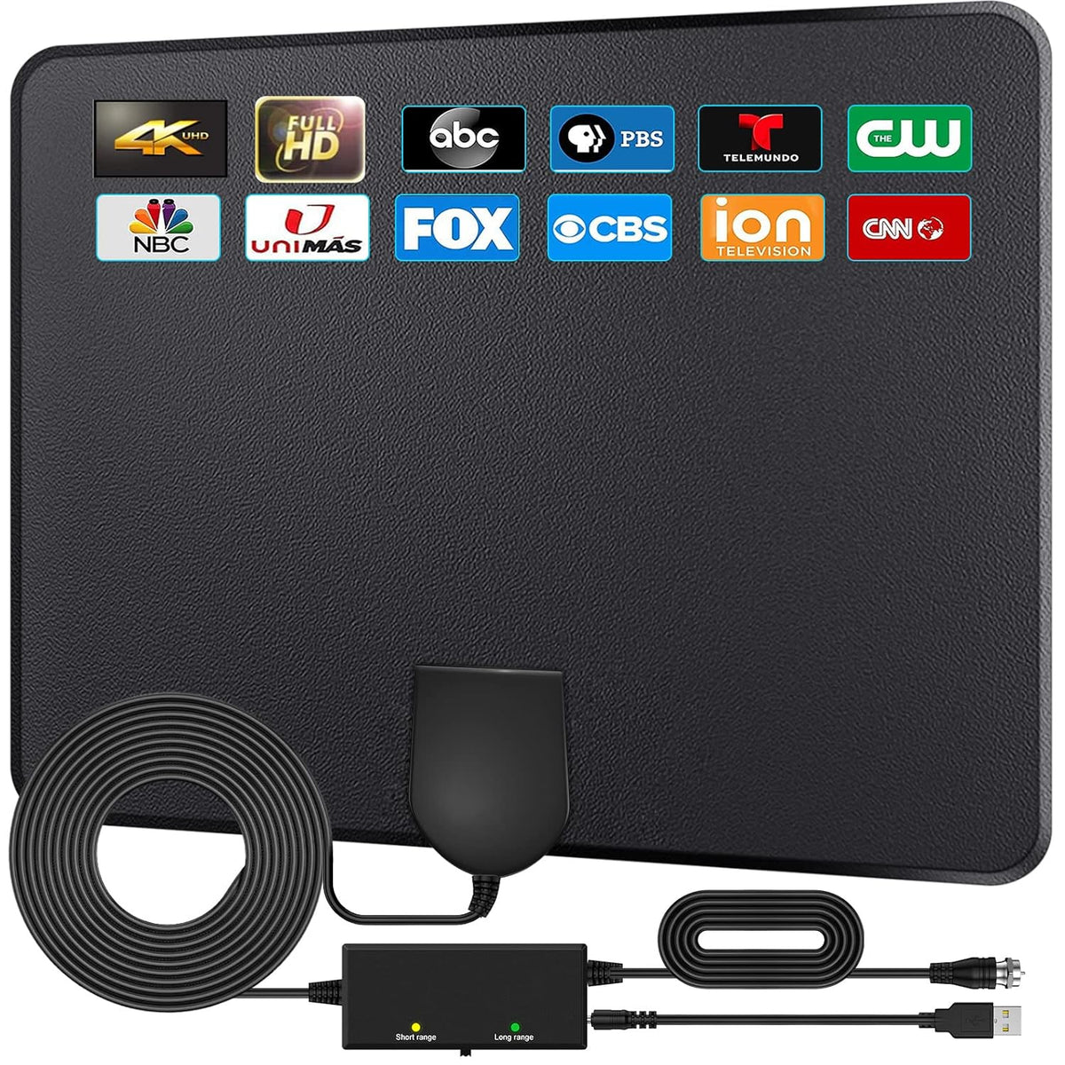 Amplified Digital TV Antenna with Signal Booster, 16ft Coaxial Cable, Pack of 2 W88026