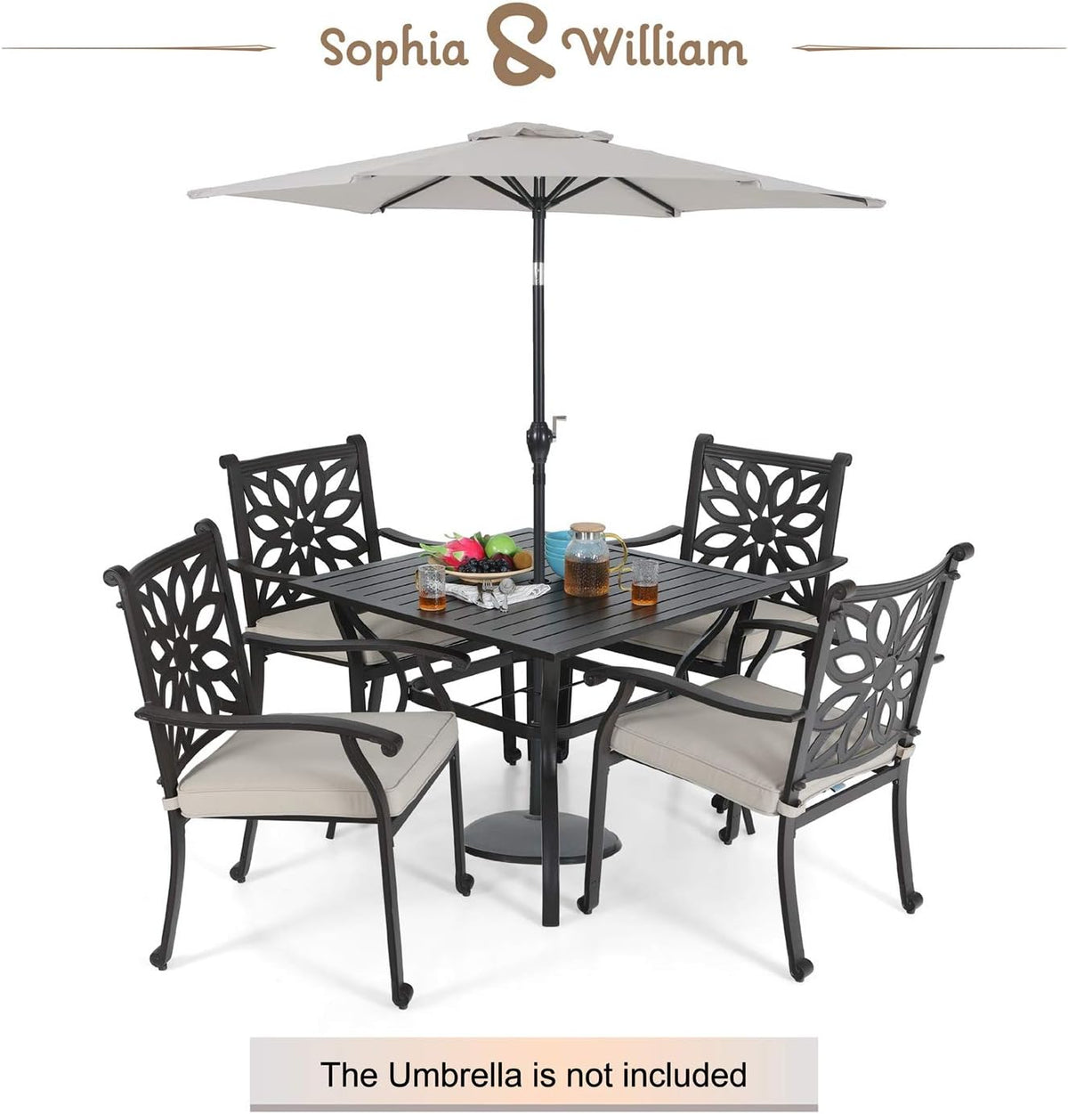 5 Pieces Patio Dining Set with 4 Chairs and 1 Square Table A660127