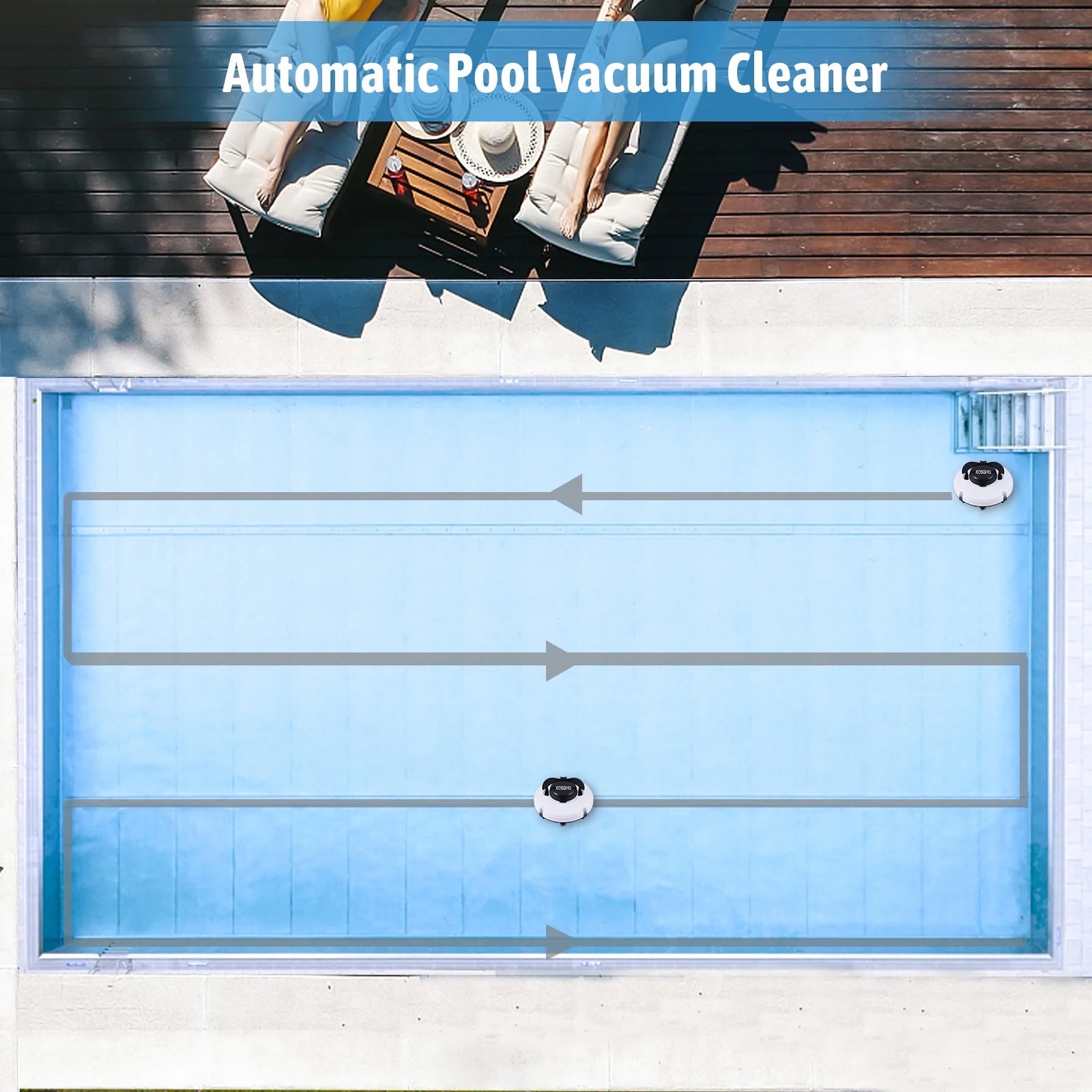 Cordless Robotic Pool Cleaner with Dual-Motor J3531