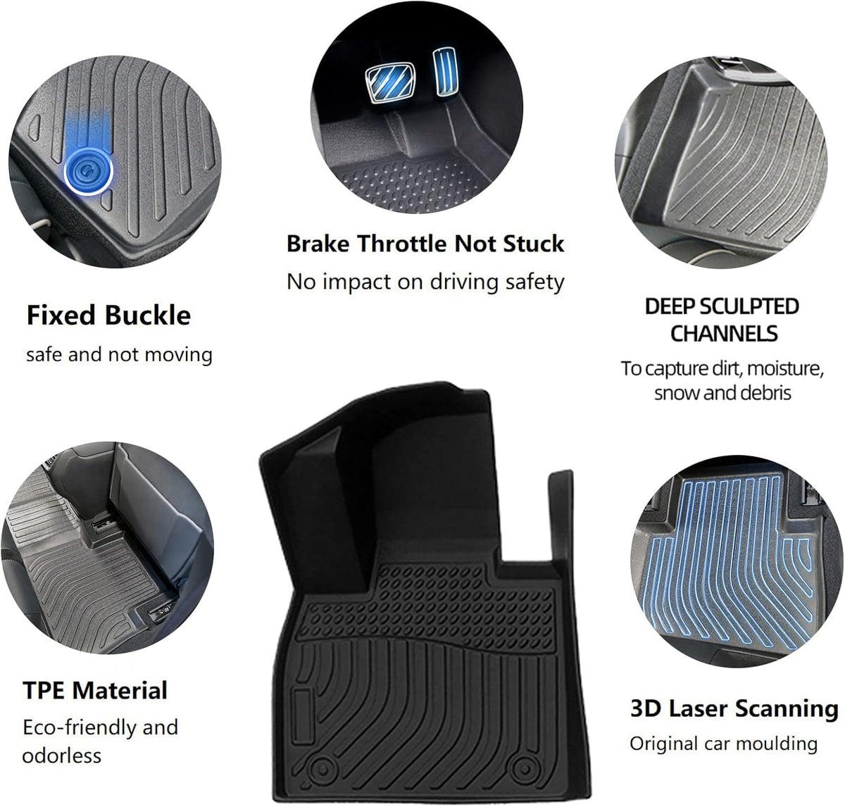 Heavy Duty Black Trunk Floor Mats for Hyundai Palisade 2020-2021 S4349
