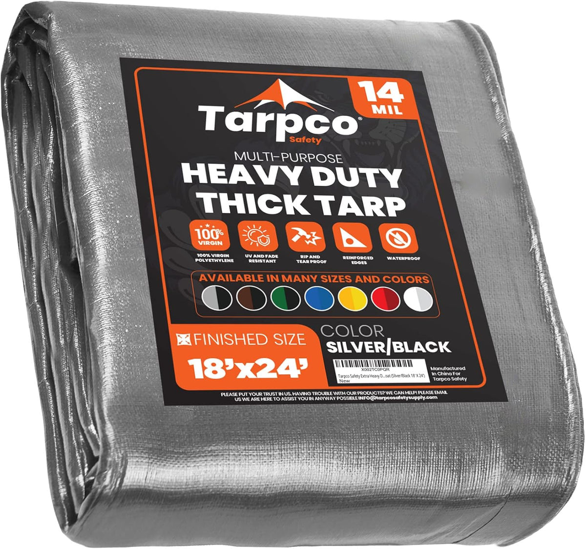 Extra Heavy Duty 14 Mil Waterproof Poly Tarpaulin with Reinforced Edges P29348
