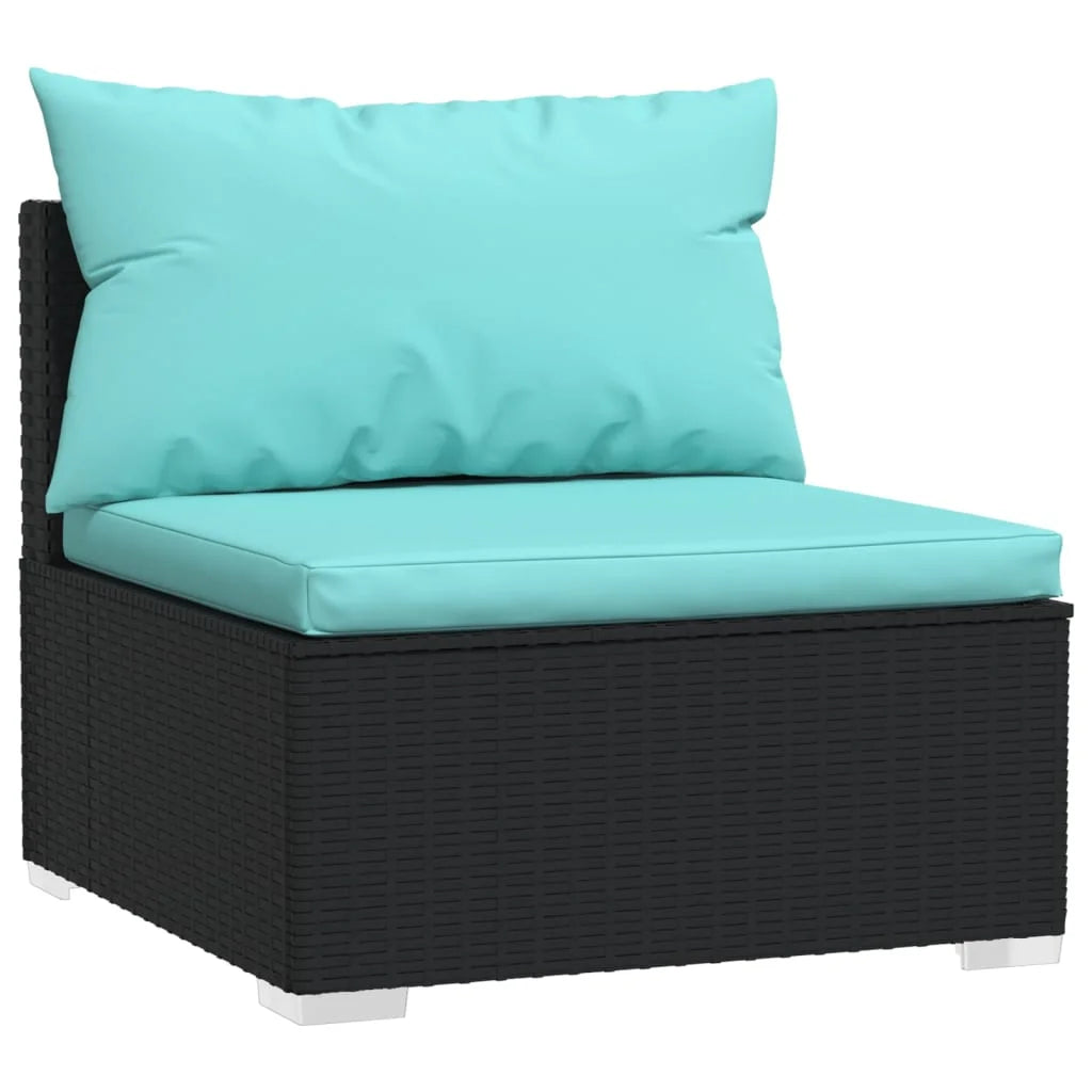4 Piece Patio Furniture Set with Cushions Black Poly Rattan B4586