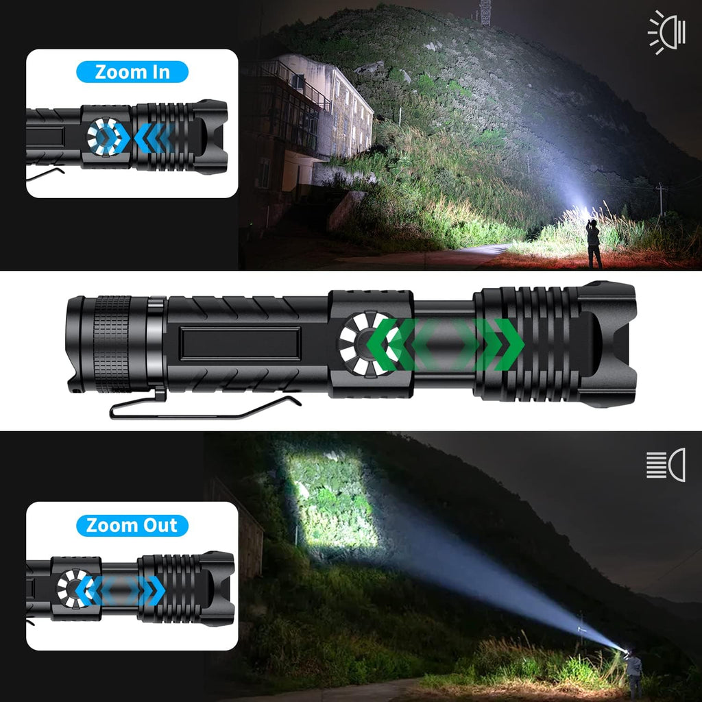 Rechargeable Tactical Flashlight, 100000 Lumens, Waterproof, Zoomable A9962