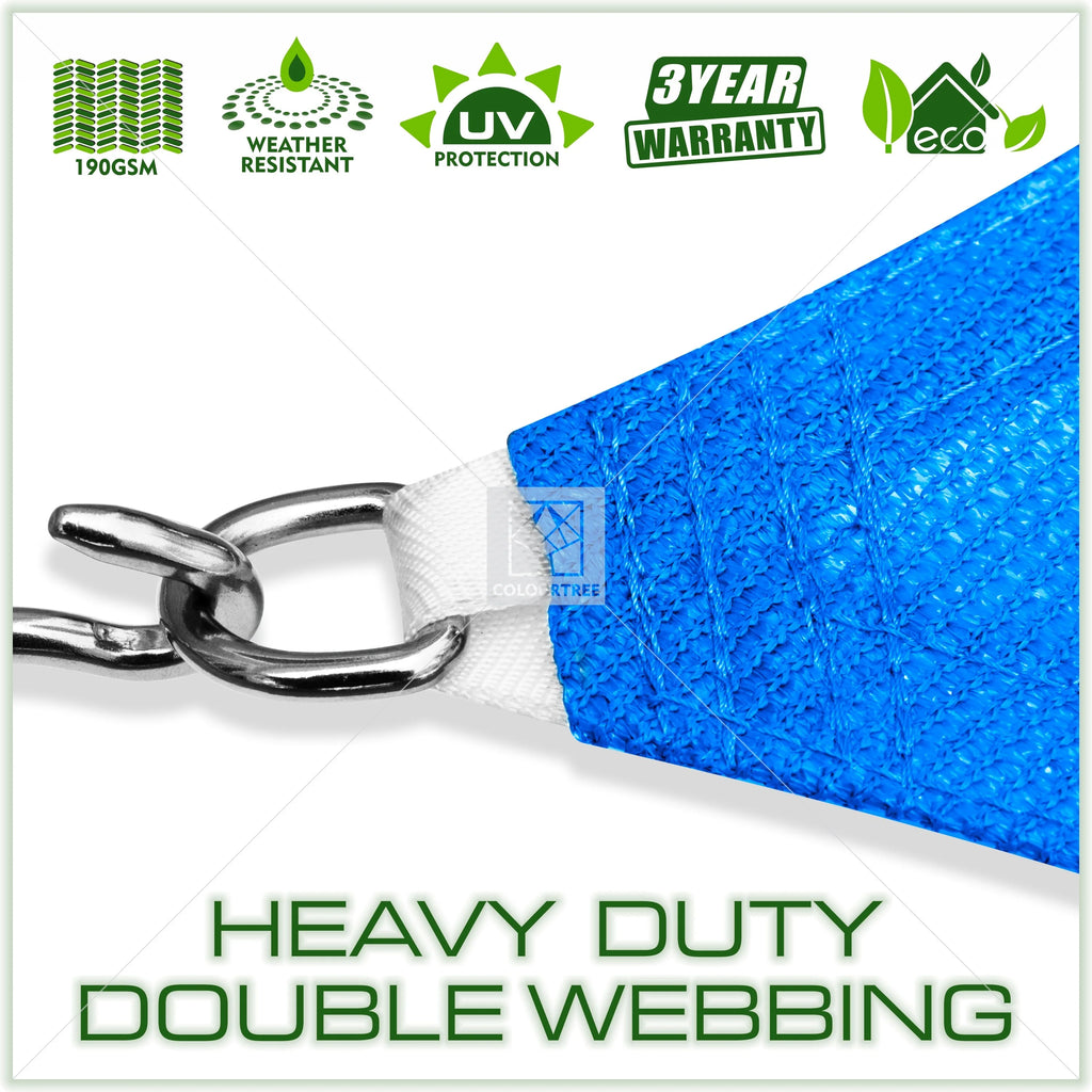Blue Right Triangle Sun Shade Sail with Hardware Kit HDPE Mesh Fabric Canopy J335475