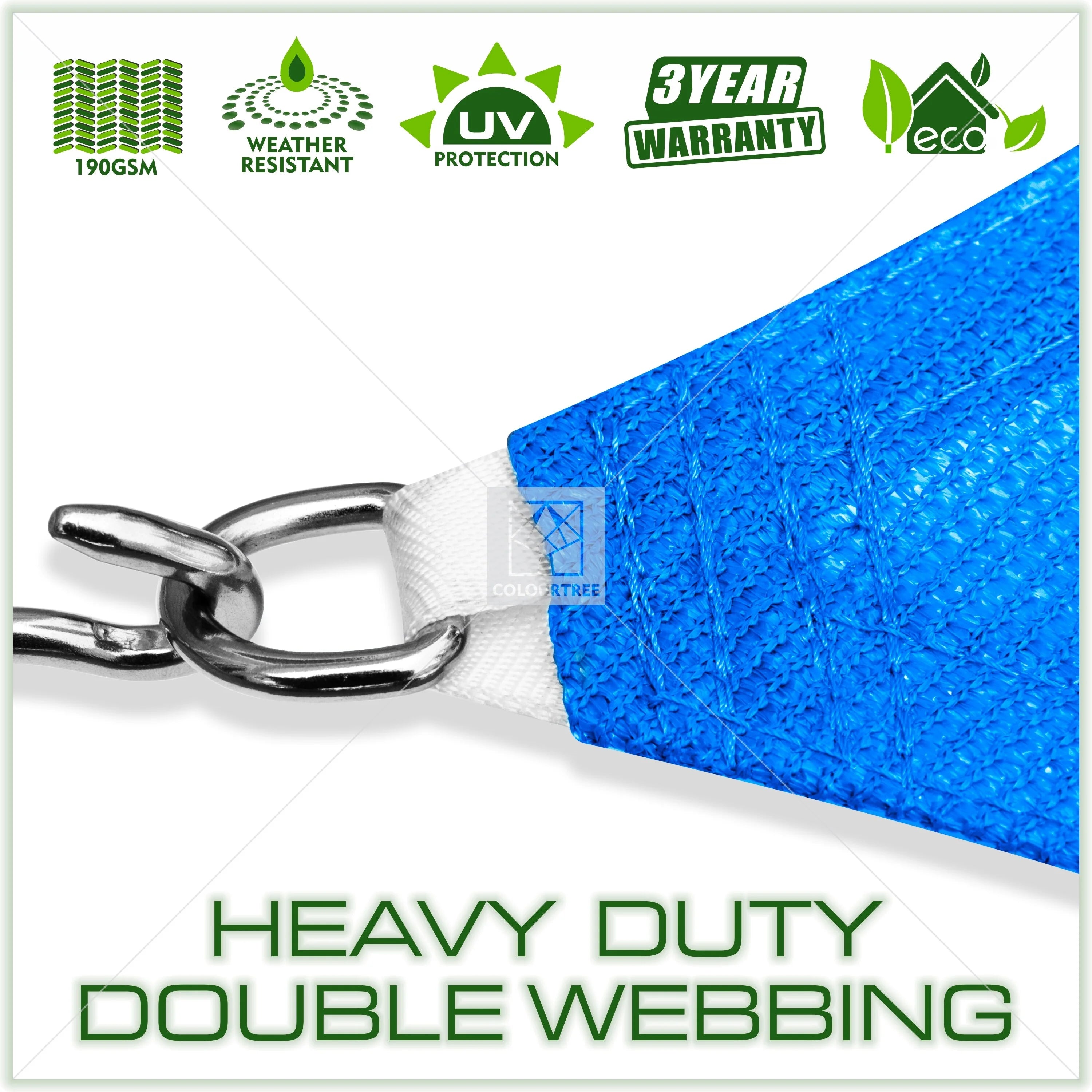 Blue Right Triangle Sun Shade Sail with Hardware Kit HDPE Mesh Fabric Canopy J335475
