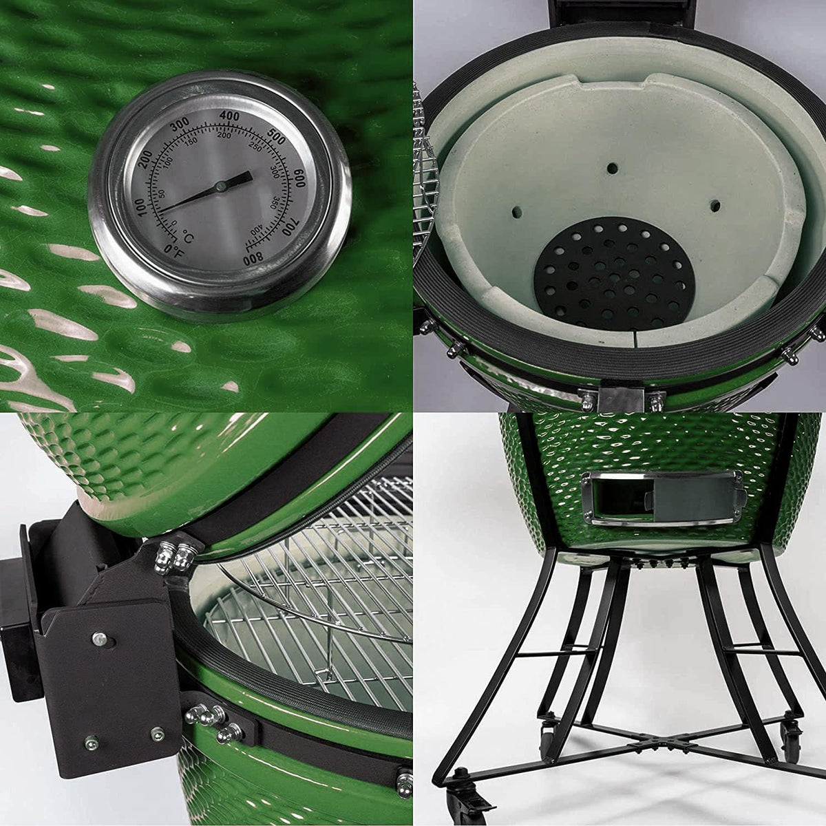 Green Ceramic Barbecue Charcoal Grill with Side Table M66563