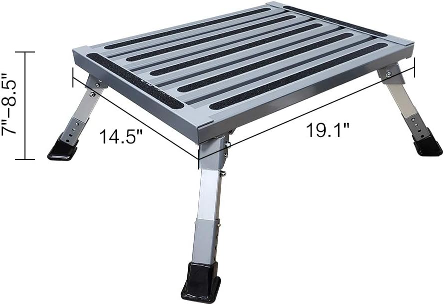 Aluminum Folding Step Stool with Reflective Stripes Non-Slip Rubber Feet E621104