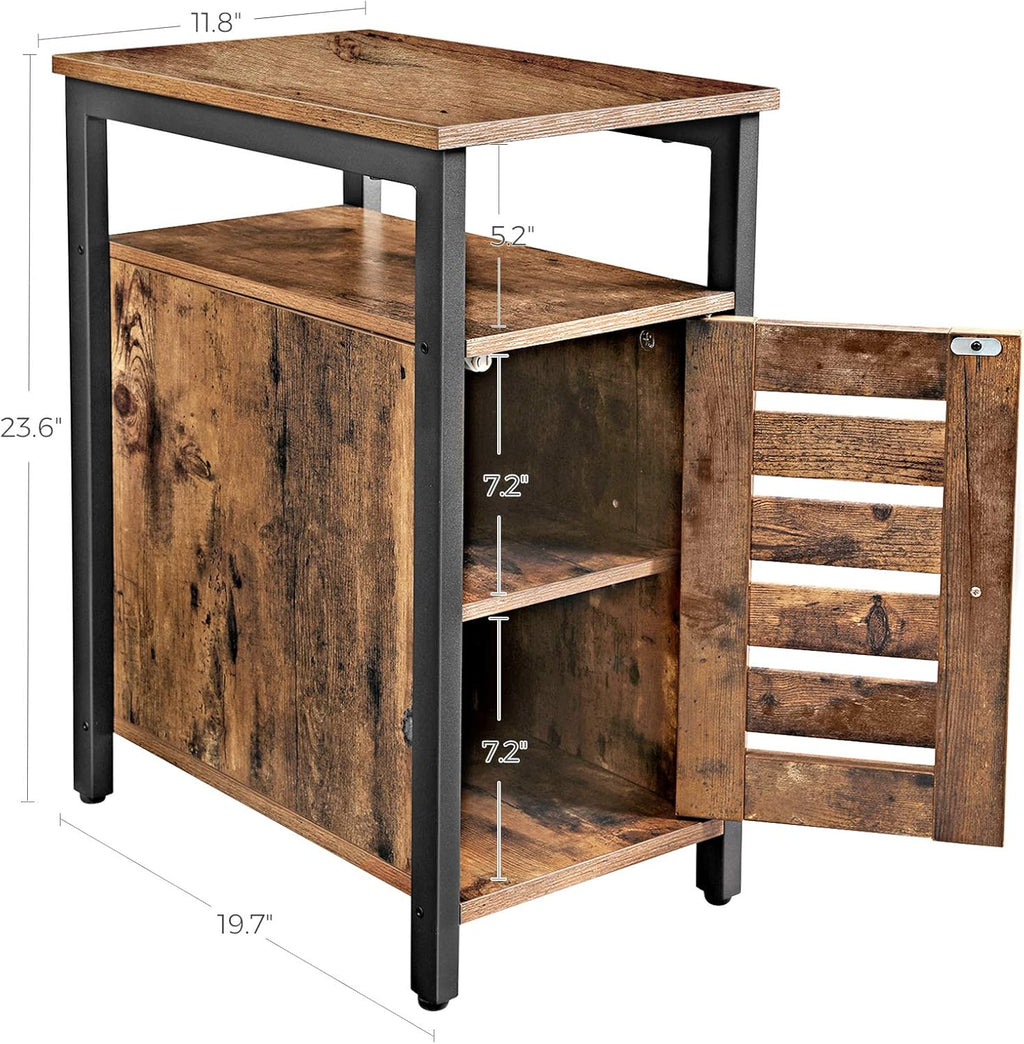 Rustic Brown Side Table with Storage Shelf W398522